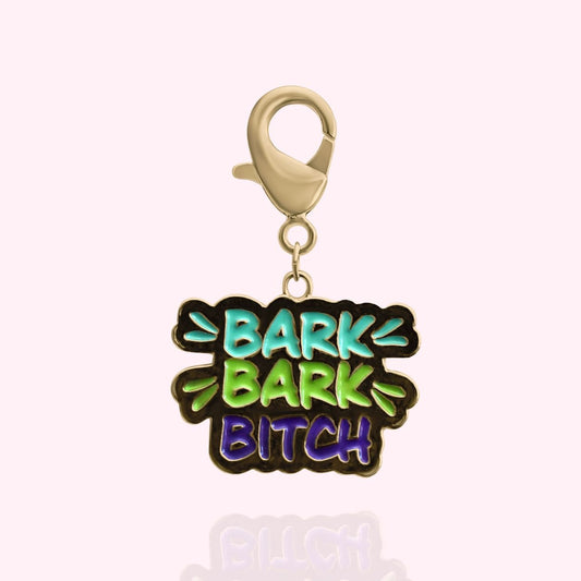 "Bark Bark Bitch" Dog Collar Charm - Gold - Doggy Style Pet Products