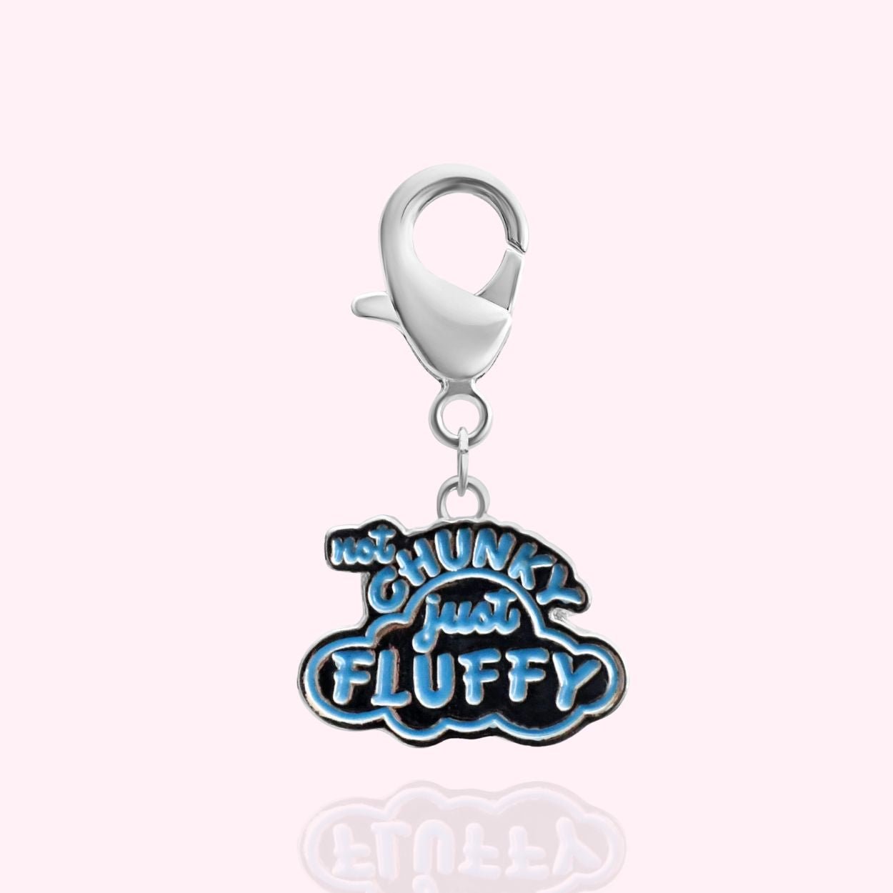 "Not Chunky Just Fluffy" Dog Collar Charm - Silver - Doggy Style Pet Products