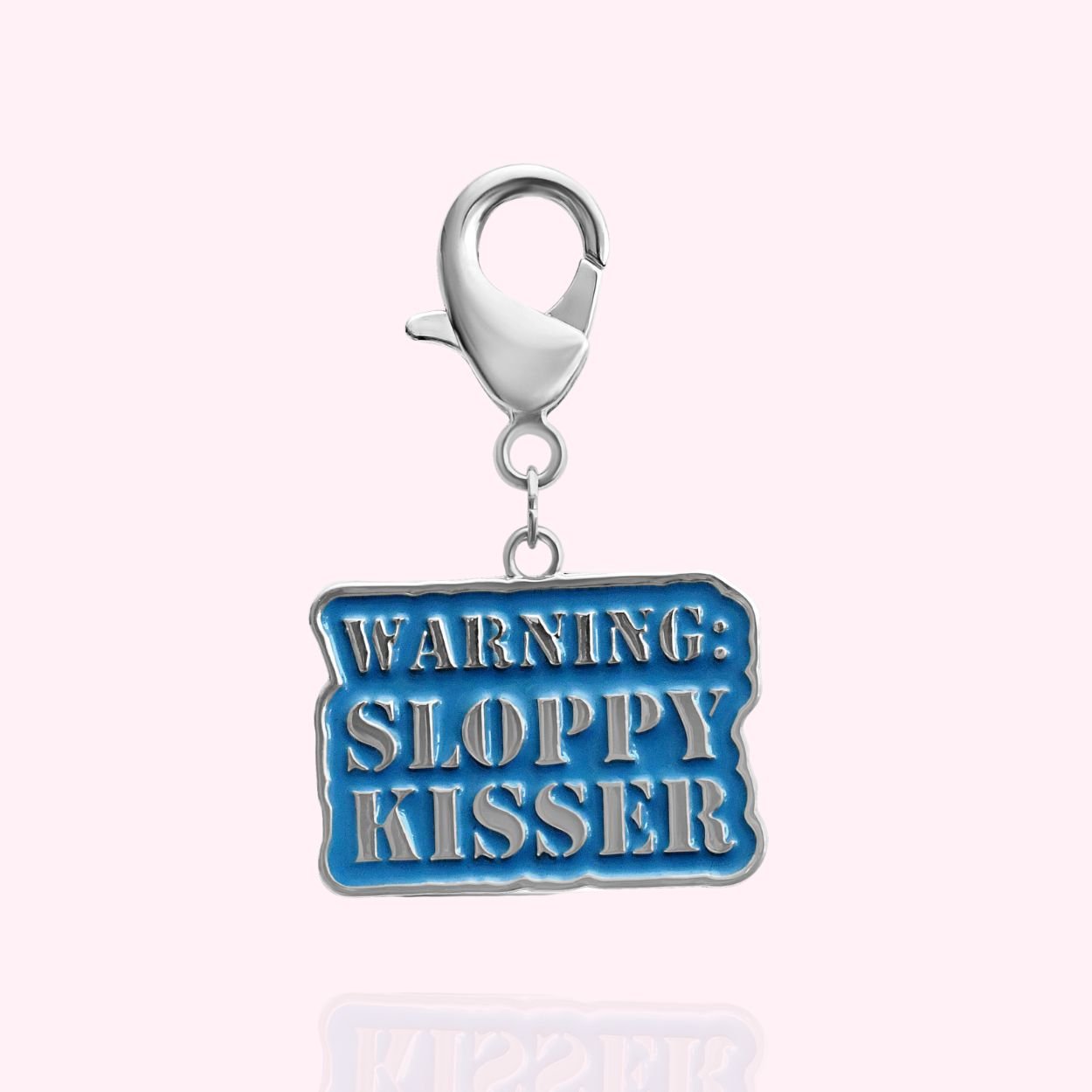 "Warning: Sloppy Kisser" Dog Collar Charm - Silver - Doggy Style Pet Products