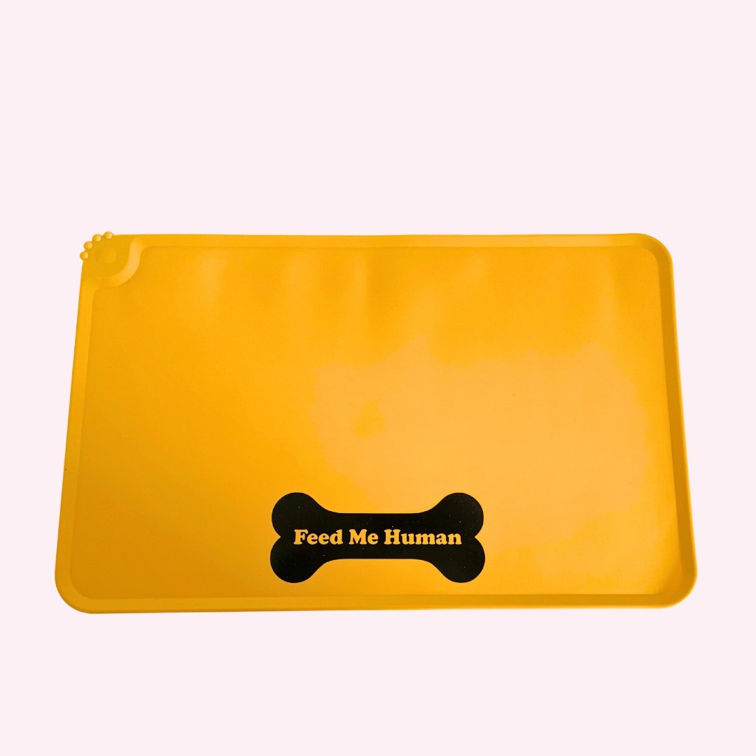 "Feed Me Human" Dog Feeding Mat Front Shot - Doggy Style Pet Accessories