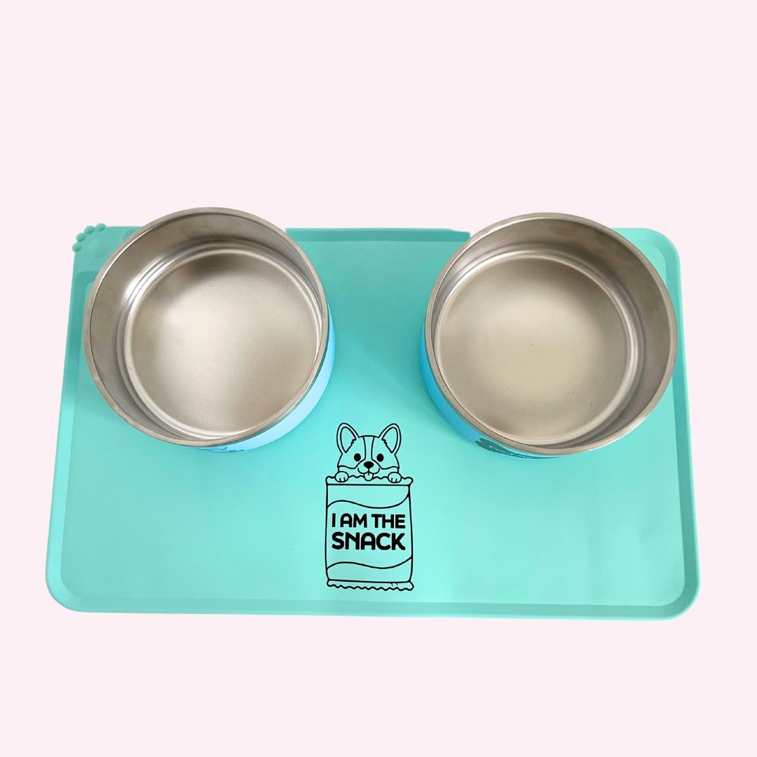 "I Am The Snack" Dog Feeding Mat with Bowls - Doggy Style Pet Accessories