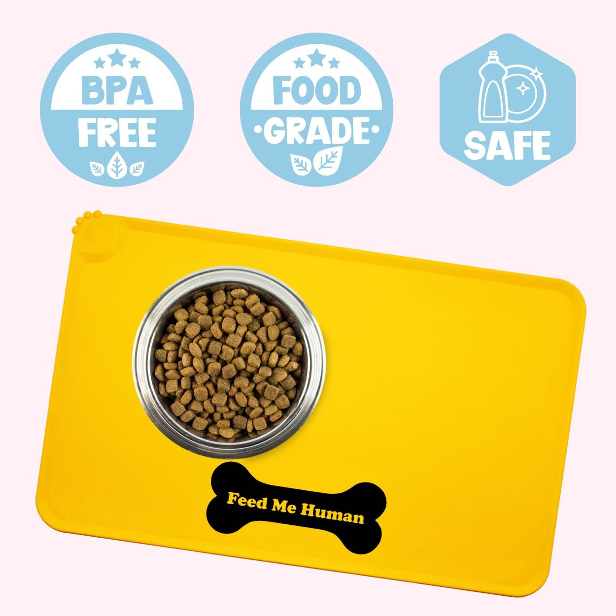 "Feed Me Human" Dog Feeding Mat Benefits - Doggy Style Pet Accessories